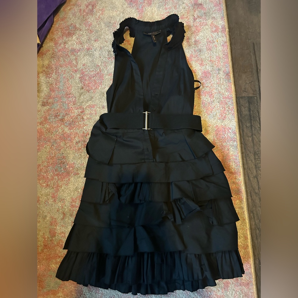 Vintage BCBGMaxAzria Pleated Halter Mini Dress Black Size 6 - Picture 7 of 8